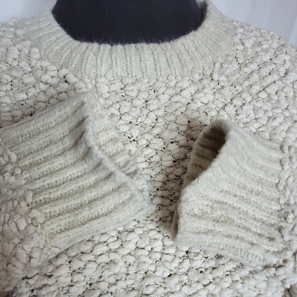 Bycorpus Popcorn Knit Pullover Long Sleeve Cream Sweater Top - Size S - Picture 7 of 10